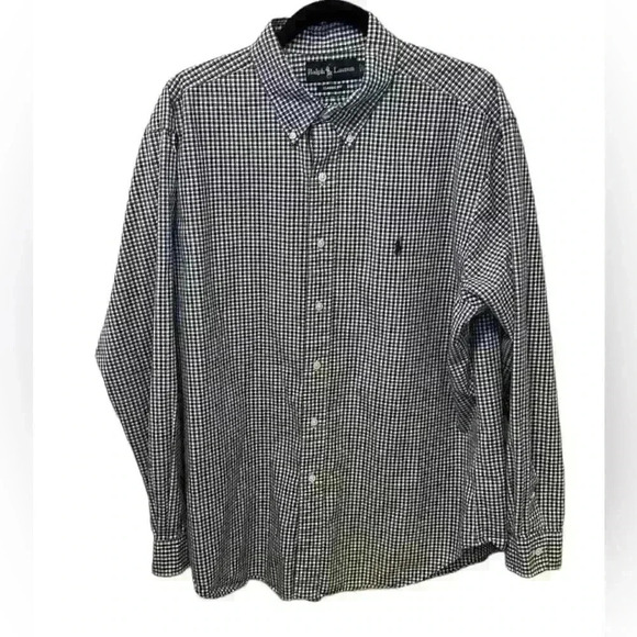 Men’s Ralph Lauren Blue Check Long Sleeve Button Down - Size 17, 34/35 - Picture 2 of 10